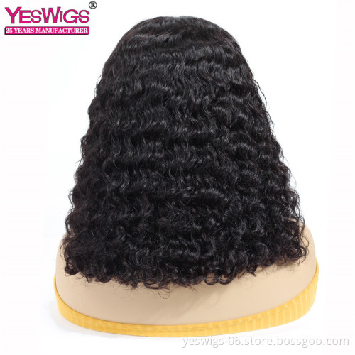 Yeswigs Raw Indian Virgin Hair Bob Wig 13*4 Frontal Swiss Lace Wig Deep Wave Curly Virgin Cuticle Aligned Indian Hair Bob Wig